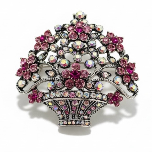 Rhinestone Flower Bouquet Vintage Inspired Brooch - Picture 4 of 12